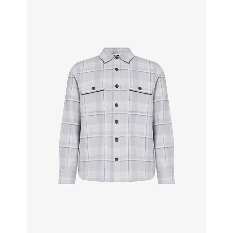 Shop Paige Men's Grey Aura Wilbur Plaid-pattern Cotton Overshirt
