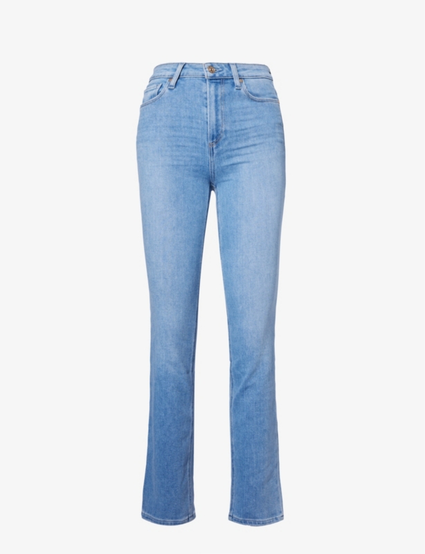 Cindy faded-wash straight-leg high-rise stretch-denim jeans
