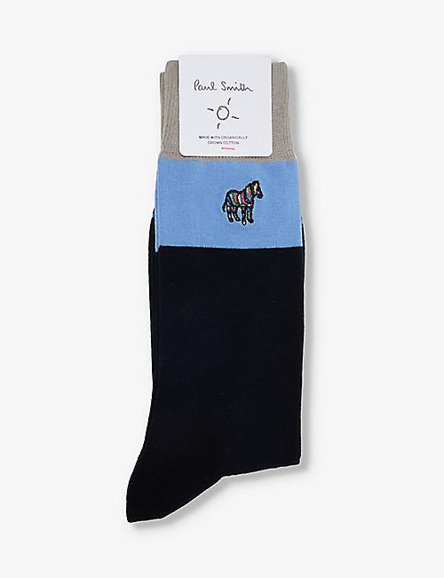 PAUL SMITH: Zebra-embroidered cotton-blend socks