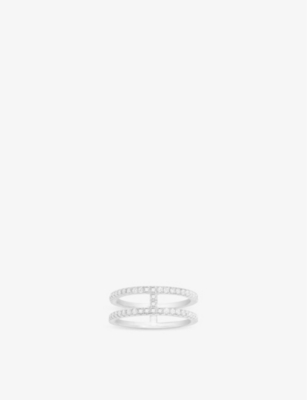 APM MONACO: Croisette double-band sterling-silver and zirconia ring