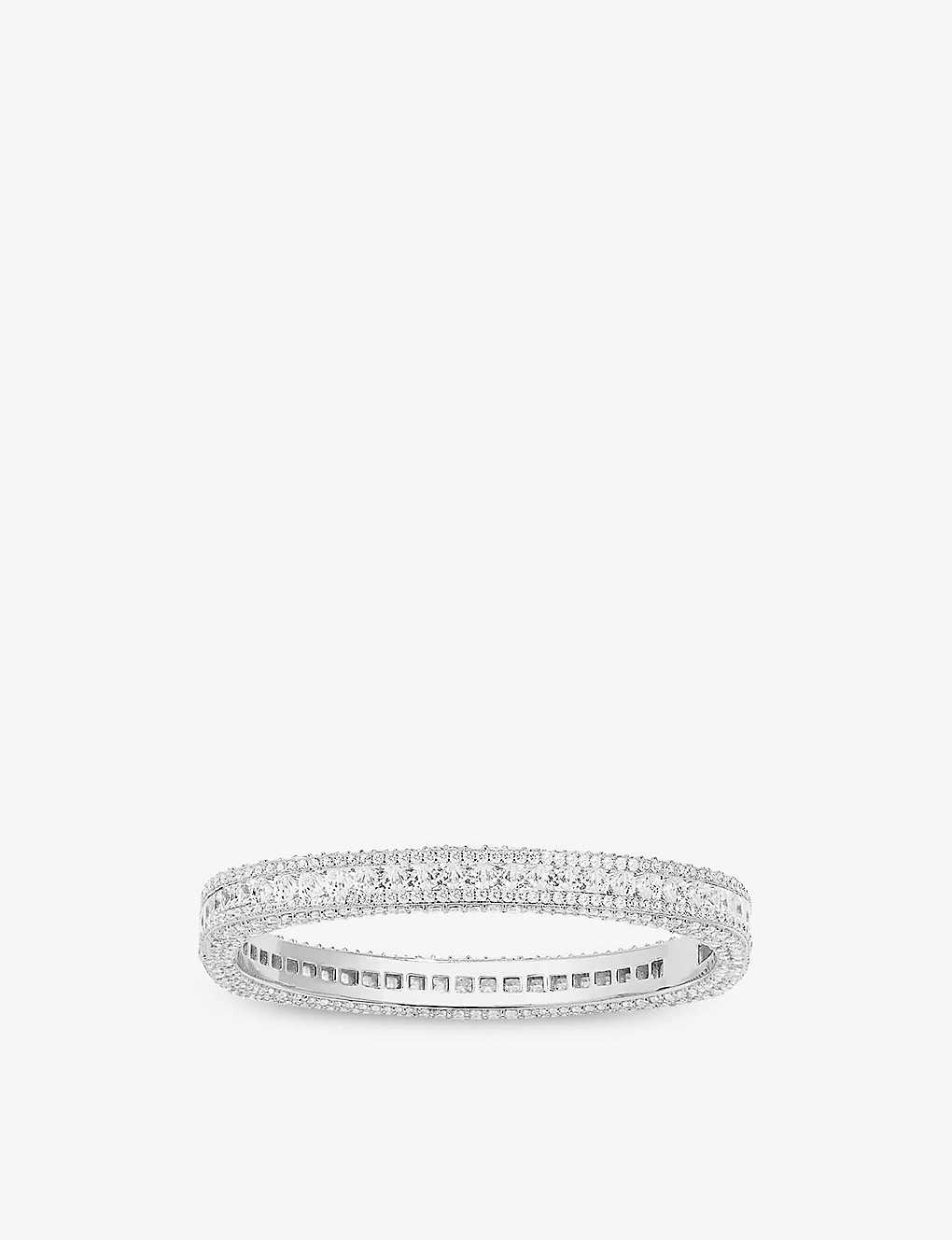 Apm Monaco Womens Silver Pavé-encrusted Sterling-silver And Zirconia Bangle