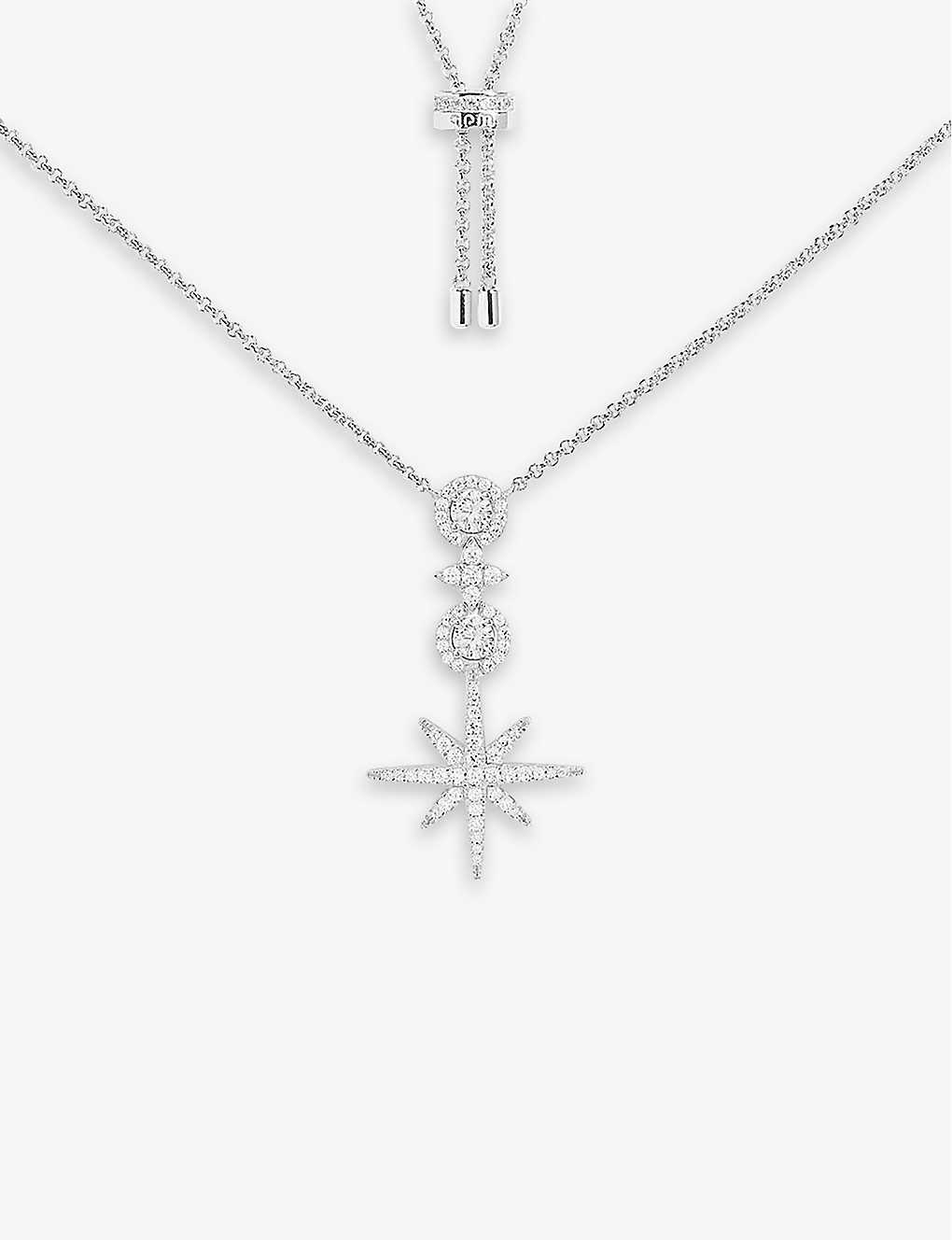 Apm Monaco Womens Silver Pavé Meteorites Sterling-silver And Zirconia Pendant Necklace