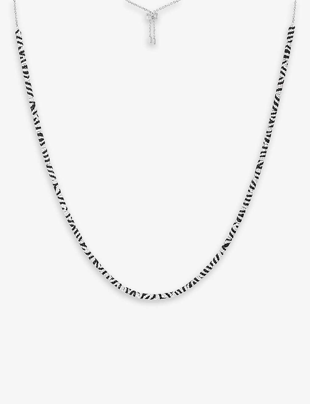 Apm Monaco Womens Silver Zebra Brand-engraved Sterling-silver And Zirconia Adjustable Necklace