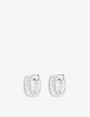 Apm Monaco Womens Silver Pavé Mini Sterling-silver And Zirconia Hoop Earrings