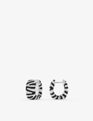 Apm Monaco Womens Silver Zebra Sterling-silver And Zirconia Hoop Earrings