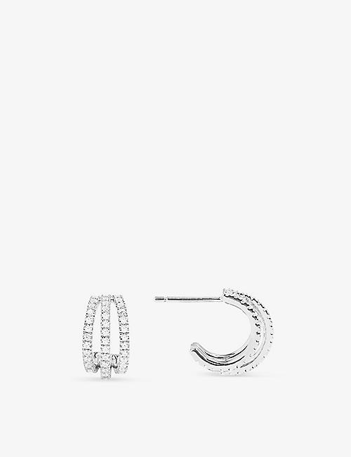 APM MONACO: Croisette cubic-zirconia triple hoop sterling silver earrings