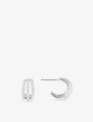 Apm Monaco Womens Silver Croisette Cubic-zirconia Triple Hoop Sterling Silver Earrings