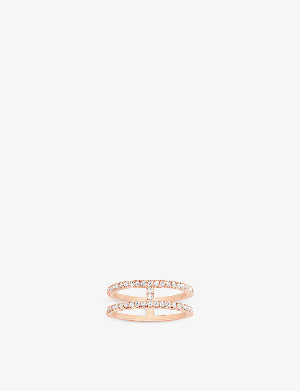 Apm Monaco Womens Rose Gold Alloy Croisette Double-line Pave Cubic-zirconia 18ct Gold-plated Ring