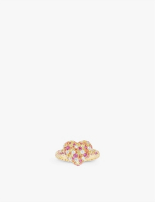 APM MONACO: Heart 18ct yellow gold-plated metal alloy and zirconia ring