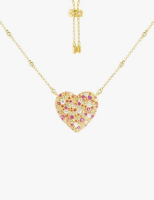 Apm Monaco Womens Yellow Gold Heart 18ct Yellow Gold-plated Metal Alloy And Zirconia Pendant Necklac