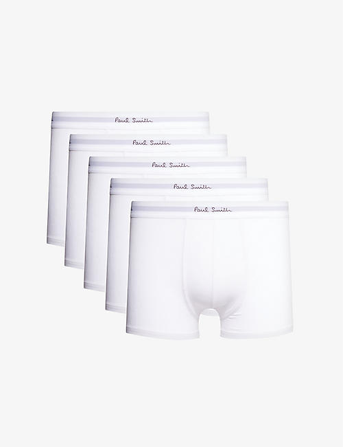 PAUL SMITH: Branded-waistband pack of five stretch-organic cotton trunks