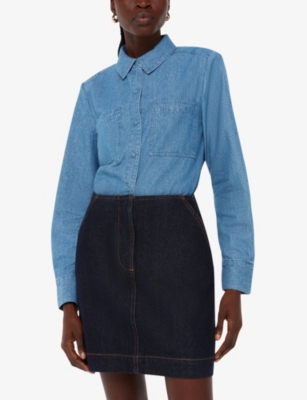 Shop Whistles Women's Blue Hailey Relaxed-fit Denim Shirt