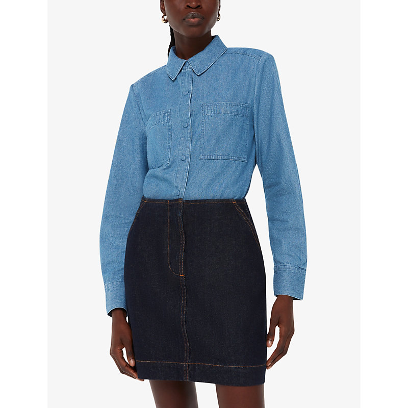 Shop Whistles Hailey Relaxed-fit Denim Shirt In Blue