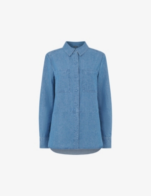Whistles Womens Blue Hailey Relaxed-fit Denim Shirt