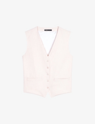 Maje Vivalda Woven Waistcoat In Blanc