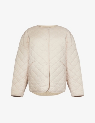 Shop Totême Quilted Relaxed-fit Organic-cotton Jacket In Pebble