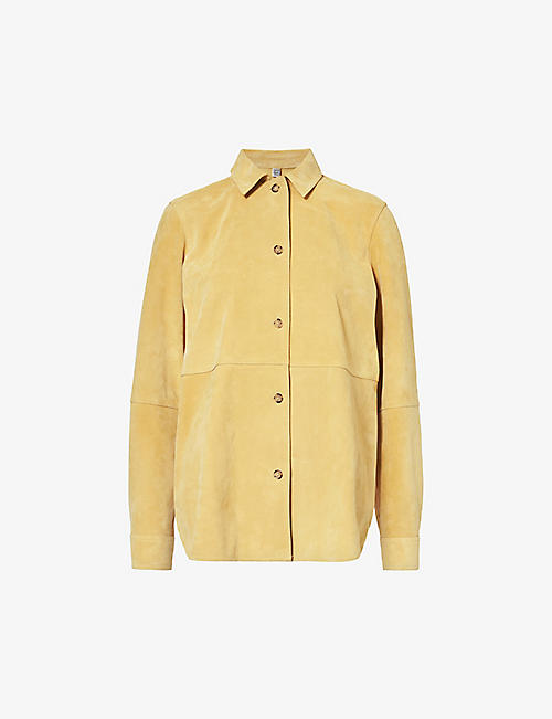 TOTEME: Collar buttoned-cuff suede shirt