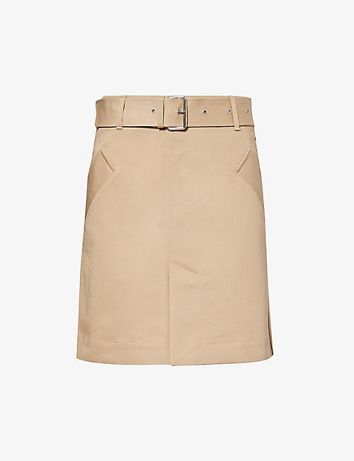 TOTEME: Mid-rise split-hem cotton mini skirt
