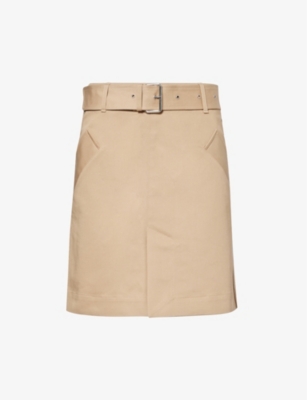 Shop Totême Toteme Women's Fawn Mid-rise Split-hem Cotton Mini Skirt