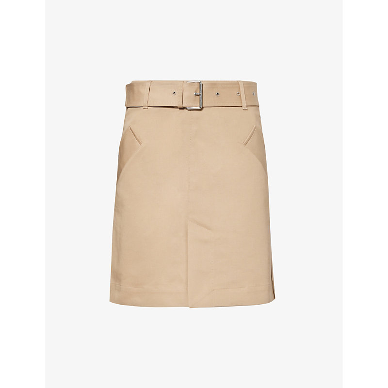 Shop Totême Toteme Women's Fawn Mid-rise Split-hem Cotton Mini Skirt