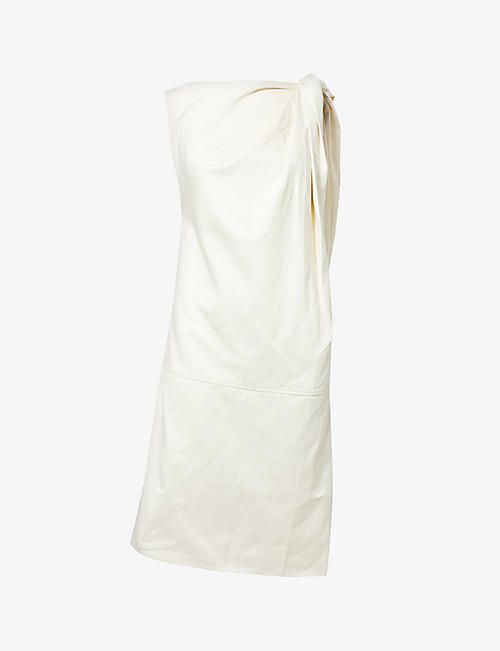 TOTEME: Twisted-design organic-cotton and linen-blend mini dress