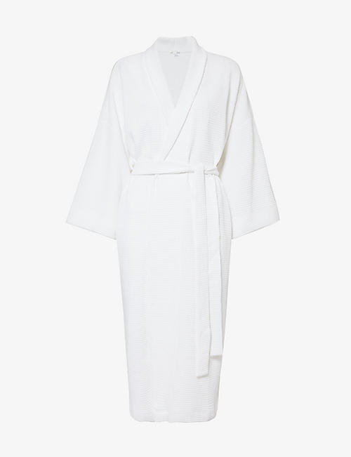 SKIN: Skylar waffle-texture organic cotton-blend robe