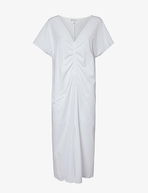 SKIN: Cariana V-neck organic-cotton midi dress