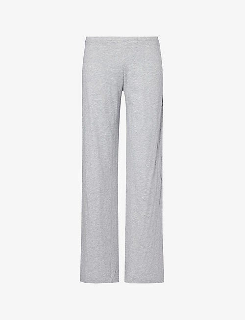 SKIN: Sexy wide-leg mid-rise organic cotton-jersey trousers