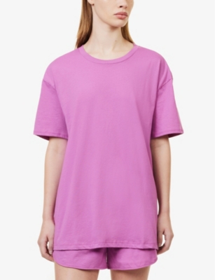 Shop Skin Courtney & Christine Organic Cotton-jersey Pyjama Set In Pink Agate