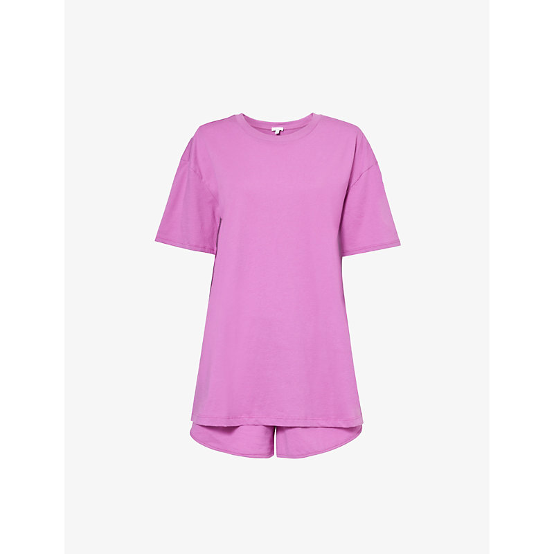Skin Courtney & Christine Organic Cotton-jersey Pyjama Set In Pink Agate