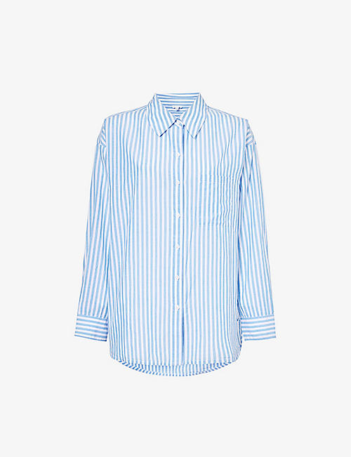 SKIN: Serena striped organic-cotton pyjama top