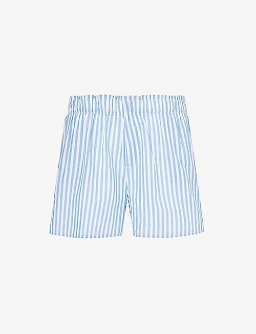 SKIN: Sarah striped organic-cotton shorts