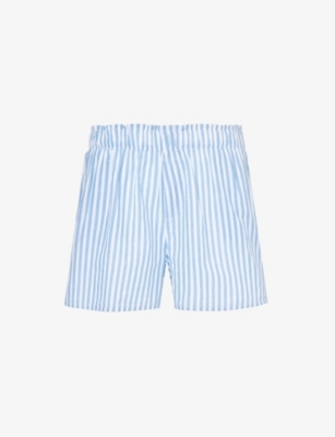 Shop Skin Women's Blue Stripe Sarah Striped Organic-cotton Shorts
