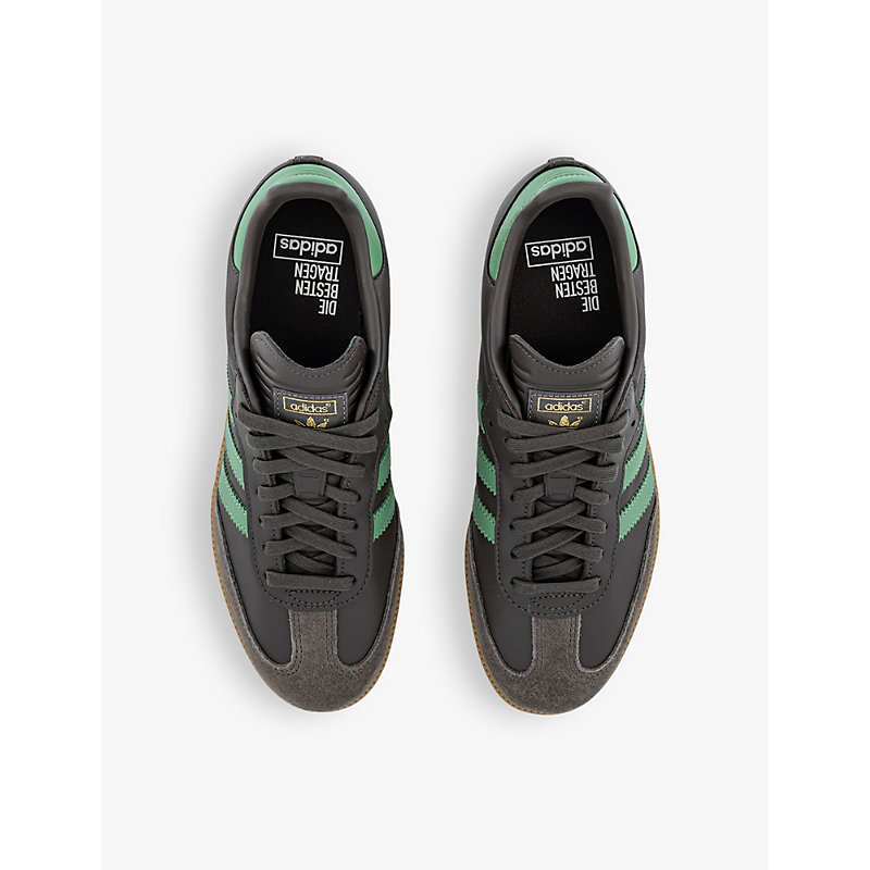 Shop Adidas Originals Samba Og Logo-embellished Leather Low-top Trainers In Shadow Olive
