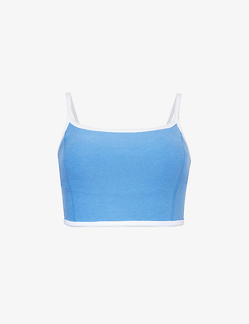 BEYOND YOGA: Spacedye New Moves contrast-trim stretch-woven top