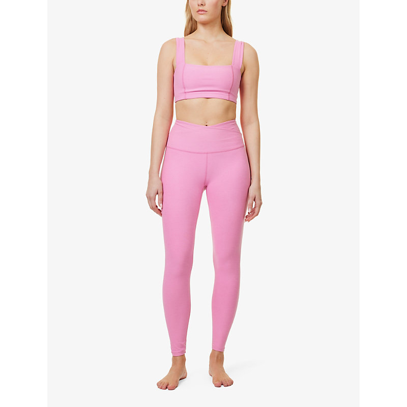 Shop Beyond Yoga Women's Pink Bloom Heather Spacedye Square-neck Stretch-woven Bra