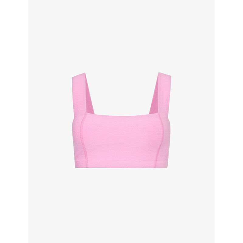 Shop Beyond Yoga Womens Pink Bloom Heather Spacedye Square-neck Stretch-woven Bra