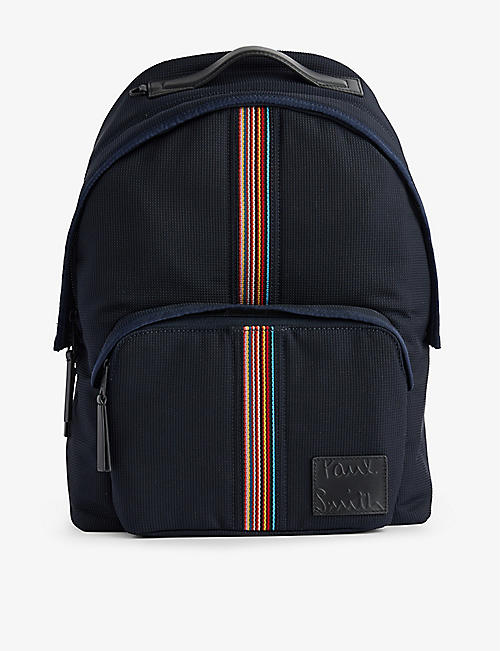PAUL SMITH: Striped-panel zipped woven backpack