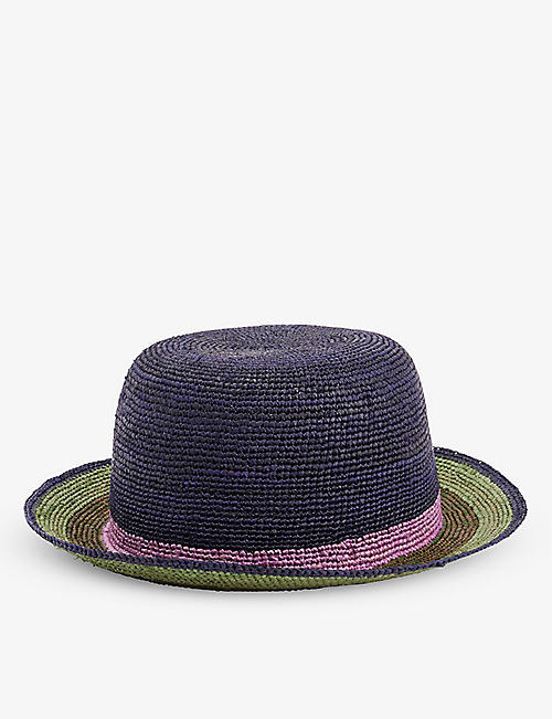 PAUL SMITH: Striped wide-brim straw hat