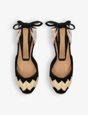 Shop Castaã±er Womens Black Cande 8 Leather And Textile Wedge Espadrilles Eur 36 / 3 Uk