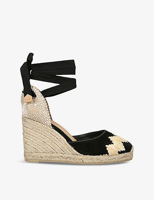 CASTANER: Cande 8 leather and textile wedge espadrilles