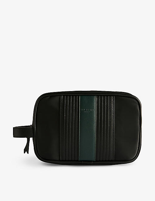 TED BAKER: Russo stripe-panel faux-leather washbag