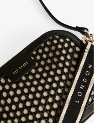 Shop Ted Baker Women's Black Iveta Woven Leather Crossbody Camera Bag