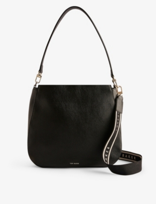 Shop Ted Baker Women's Black Darciel Webbing Leather Shoulder Bag