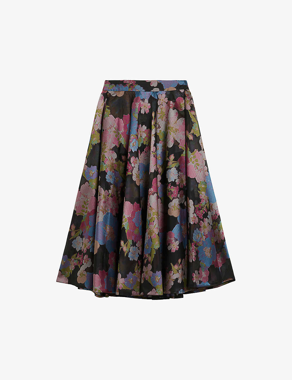 Ted Baker Womens Black Bursa Jacquard Floral-print Woven Midi Skirt