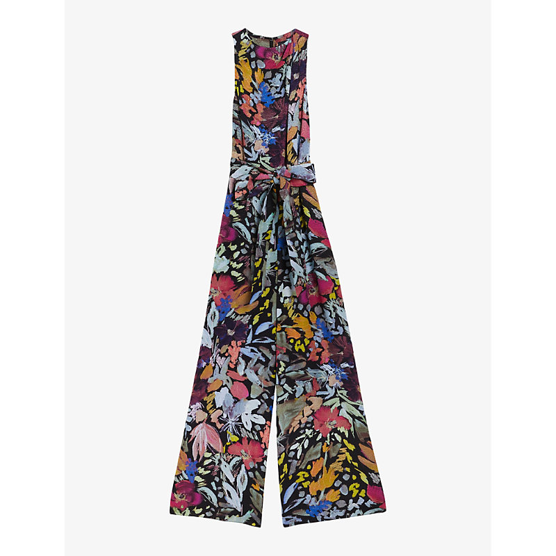 Shop Ted Baker Women's Black Orta Floral-print Woven Jumpsuit