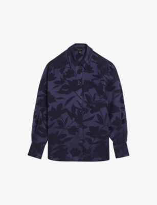TED BAKER: Bormida floral-print satin shirt