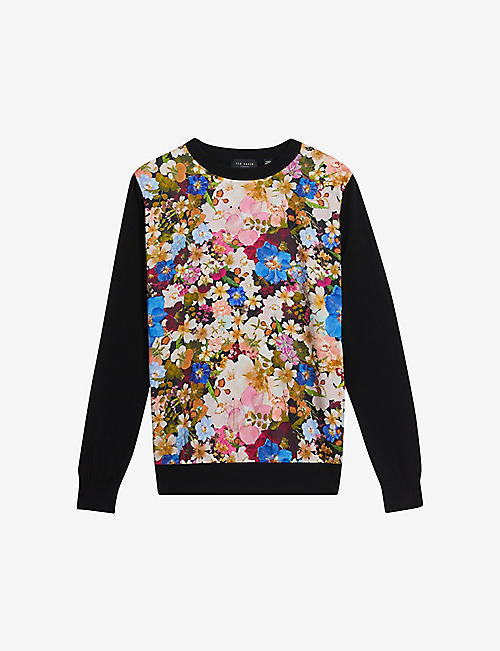 TED BAKER: Delbi floral-print woven sweatshirt