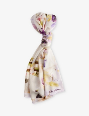 Ted Baker Womens Cream Irisy Floral-print Silk Scarf In Cream