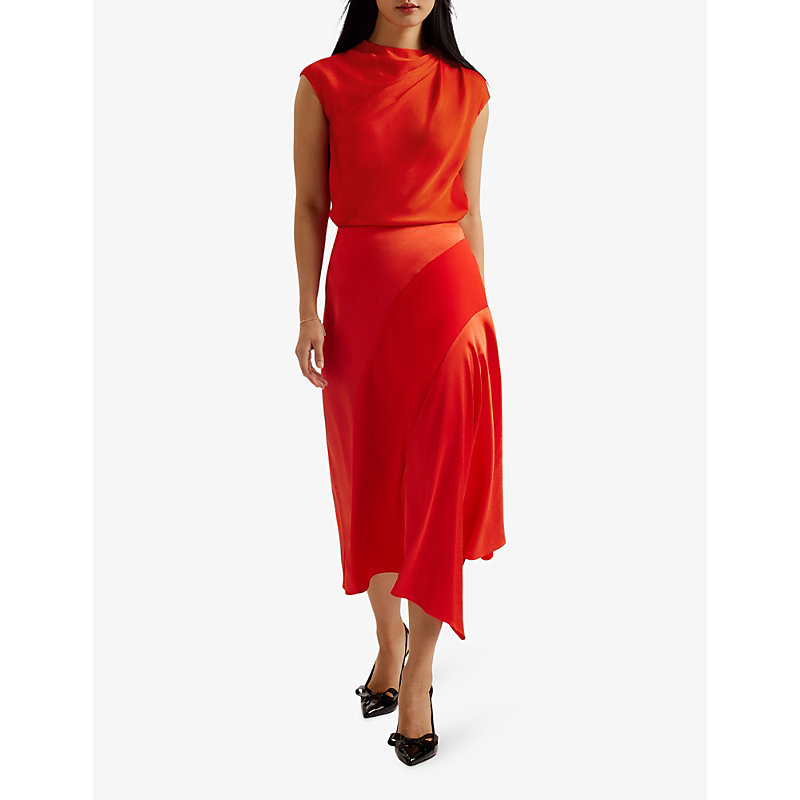 Shop Ted Baker Womens Red Misrina Draped Woven Top